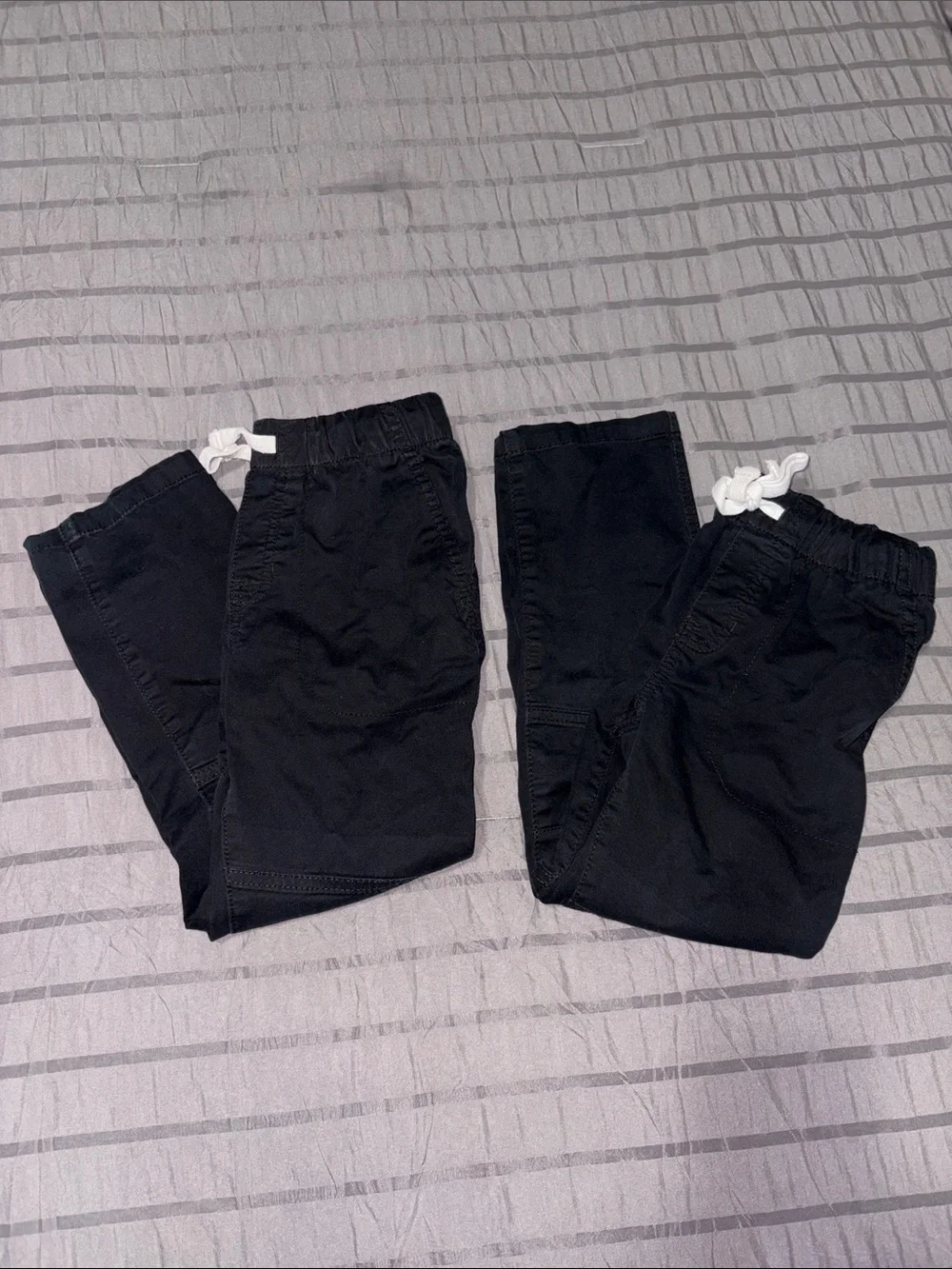 2 pairs Cat & Jack Black Jogger Pants with White Drawstrings - Twin Pair